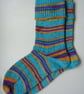 Hand-cranked Knitted Ribbed Wool Socks Size 6 to 7 Mismatched Turnover Tops - Image 2