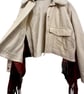 Upcycled Cream Corduroy & Red Plaid Winter Cape Kimono with Faux Fur Collar - Image 6