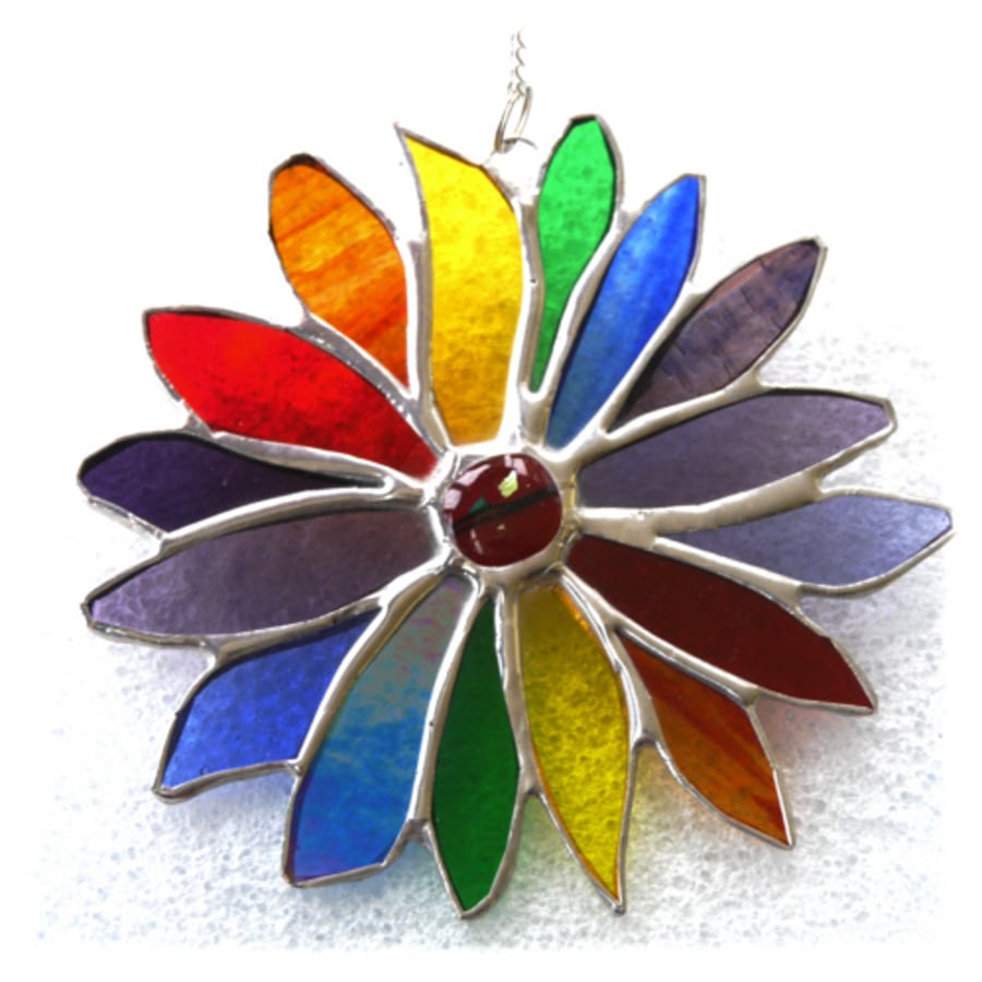 Rainbow Flower Stained Glass Suncatcher 076