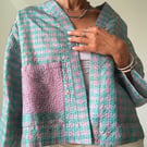 Patchwork jacket kantha silk reversible mini coat for summer evenings 