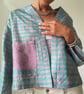 Patchwork jacket kantha silk reversible mini coat for summer evenings 