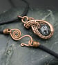 Copper Wire Weave Wrapped Snowflake Obsidian Pendant - Image 7