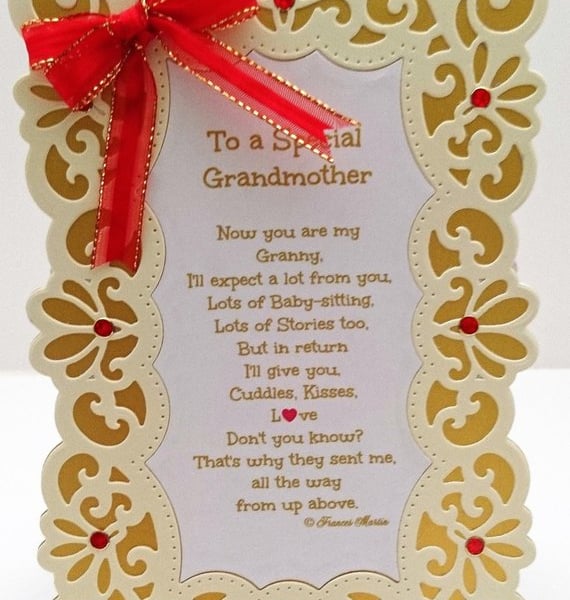 New Baby Card,To A Special Grandmother Keepsake Card with Verse, FREE P&P to UK 