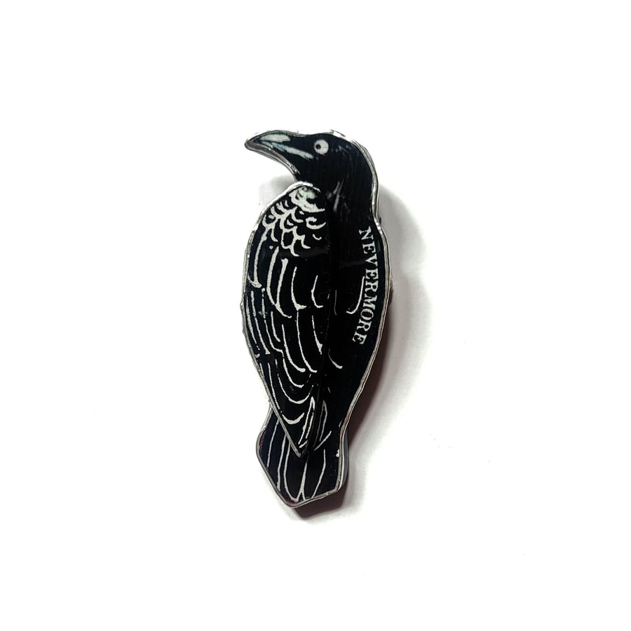 Poetic literary Raven Edgar Allan Poe Brooch by EllyMental