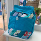 Blue patchwork cotton rucksack