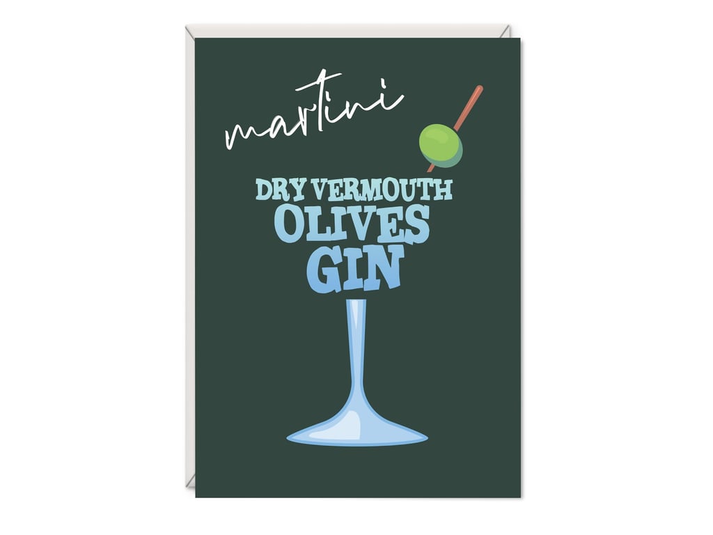 Martini Cocktail Birthday Card Word Art Card - Card for Him - Card for Her