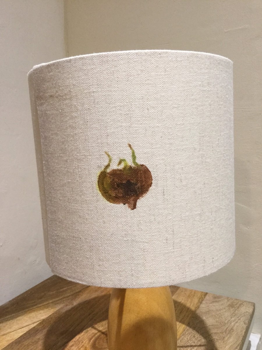 Hand-printed medlar lampshade