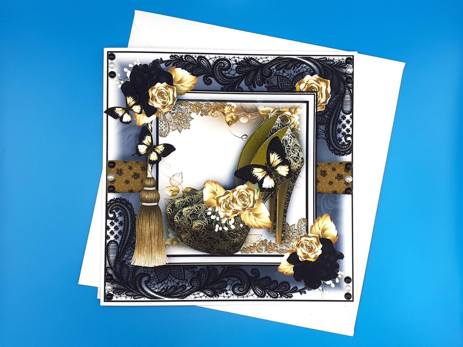 Female Birthday Card, Decoupage, large Card