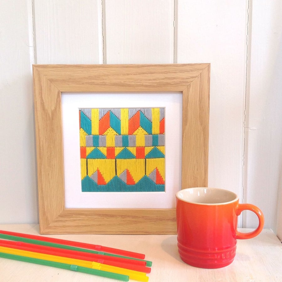 Geometric Hand Embroidered Abstract Art