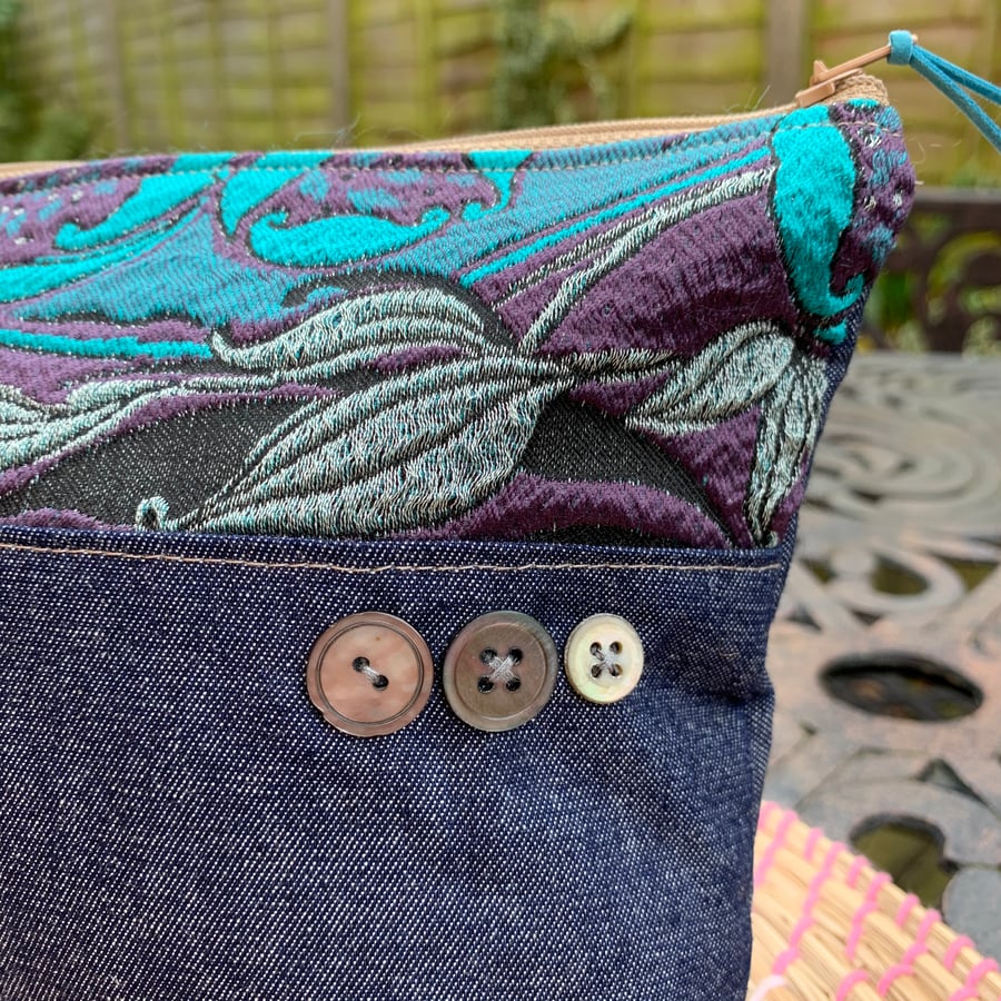 Brocade and denim bag