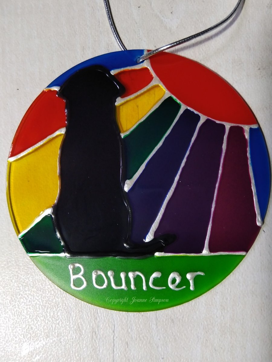 Pet memorial Black Labrador Rainbow sunshine sun catcher decoration