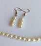 Cream Genuine Freshwater Rice Pearl Handmade Necklace & Earrings Gift Set - Image 1