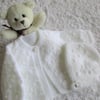 14" Newborn One Button Knots Cardigan & Bonnet Set