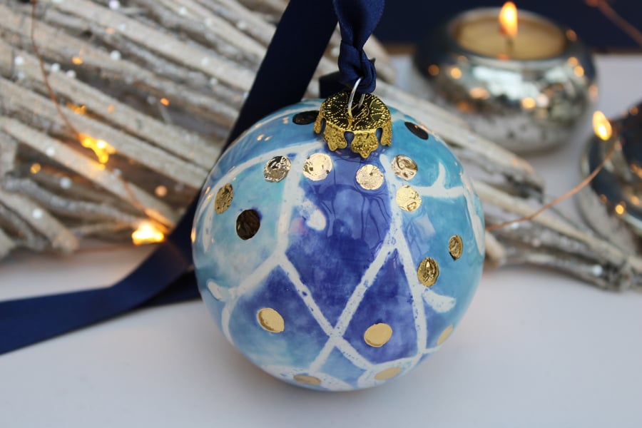 Mistletoe ceramic bauble.