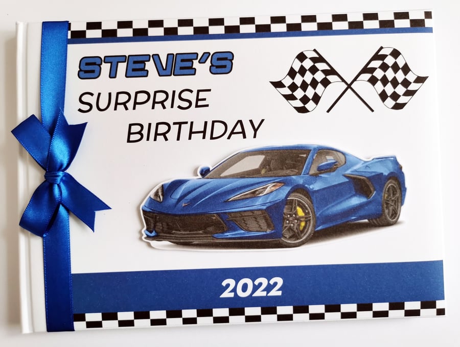 Racing cars Birthday Guest book, racer birthday party book, gift