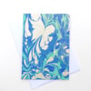 Butterfly blank greetings note card marbled paper