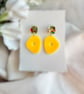 Bright Yellow Acrylic and Glitter Confetti Earrings - Image 4