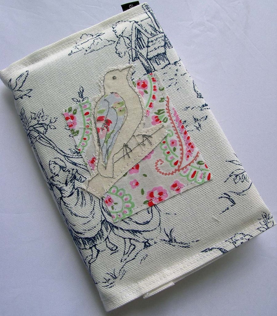 Textile Linear Freehand Embroidered Bird Journal