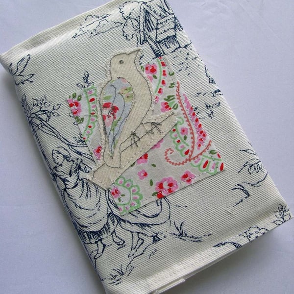 Textile Linear Freehand Embroidered Bird Journal