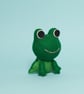 Happy Green Frog - Wool Felt Sculpture