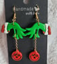 Christmas Grinch Polymer Clay Handmade Earrings. 316 Surgical Stainless Steel