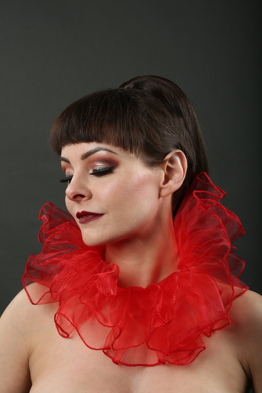 Luxury Pierrot Red Clown Ruff