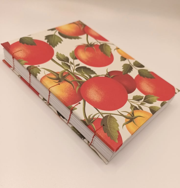 Hand bound, A6, Tomato cover, Journal, Notebook.