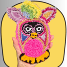 Retro Furby Punch Needle Desk Rug Wall Hanging 