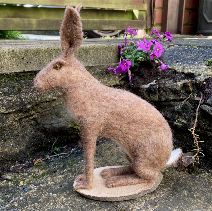 Brown hare model, needle felted woollen sculpture - Folksy