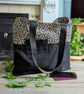 Roomy Upcycled Denim and Leopard Print X-Large Tote Bag - Image 2