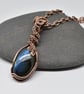 Wire Wrapped Blue Labradorite and Copper One of a Kind Pendant - Image 9