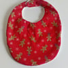 Babies Christmas bib, towelling bib, gingerbread men, red bib, xmas bib, velcro 