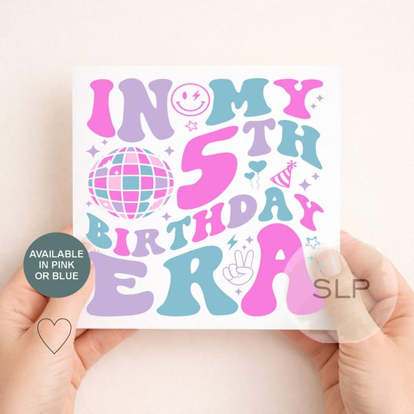 5th Birthday Card In My 5th Birthday Era Trendy 5 Year Old Birthday Card Retro