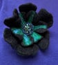 Felted black flower brooch. - Image 1