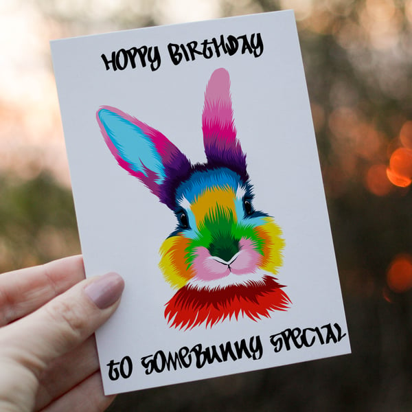 Rabbit Birthday Card, Friend Birthday Card, Bunny Birthday Card for Birthday