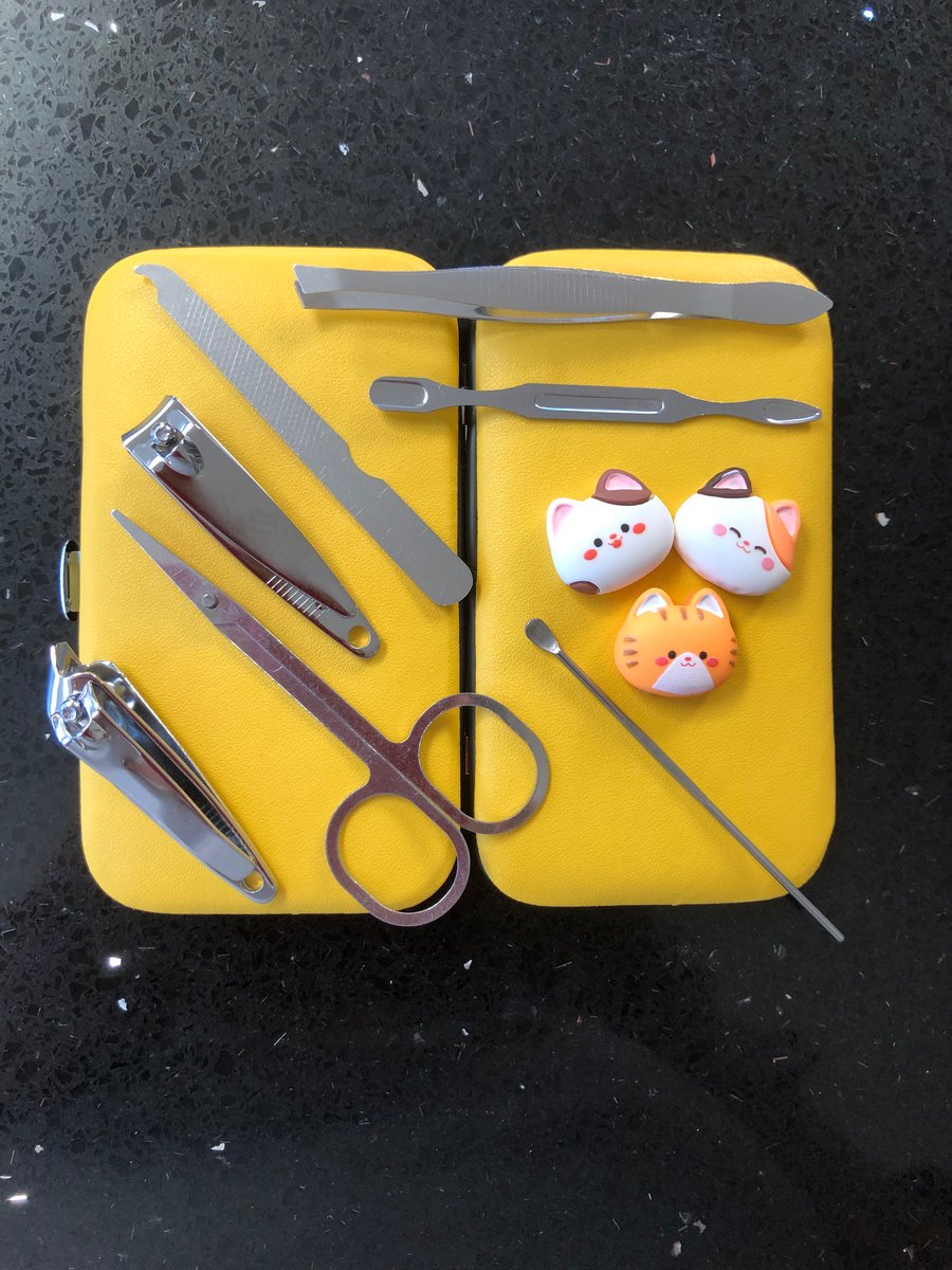 Cute Kitty Cat 7 Piece Handbag Manicure Set for Ladies Nail Care and Grooming