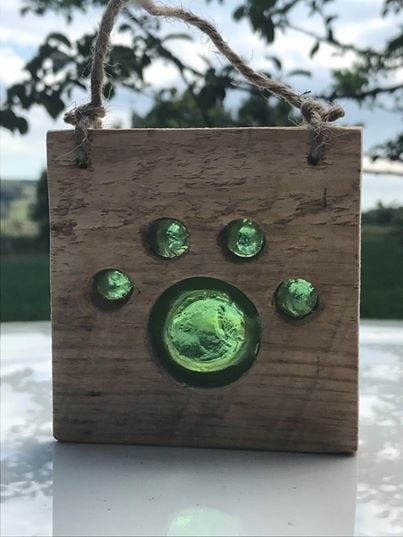 Hanging paw print sun catcher for home or garden