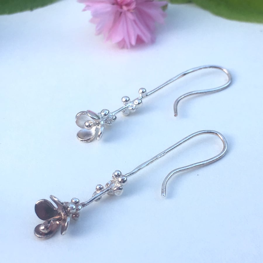 Delicate Sterling Silver handcrafted flower earrings
