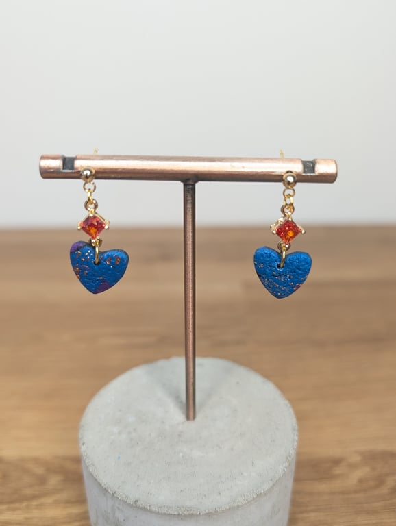 Purple patchwork heart dangle orange 