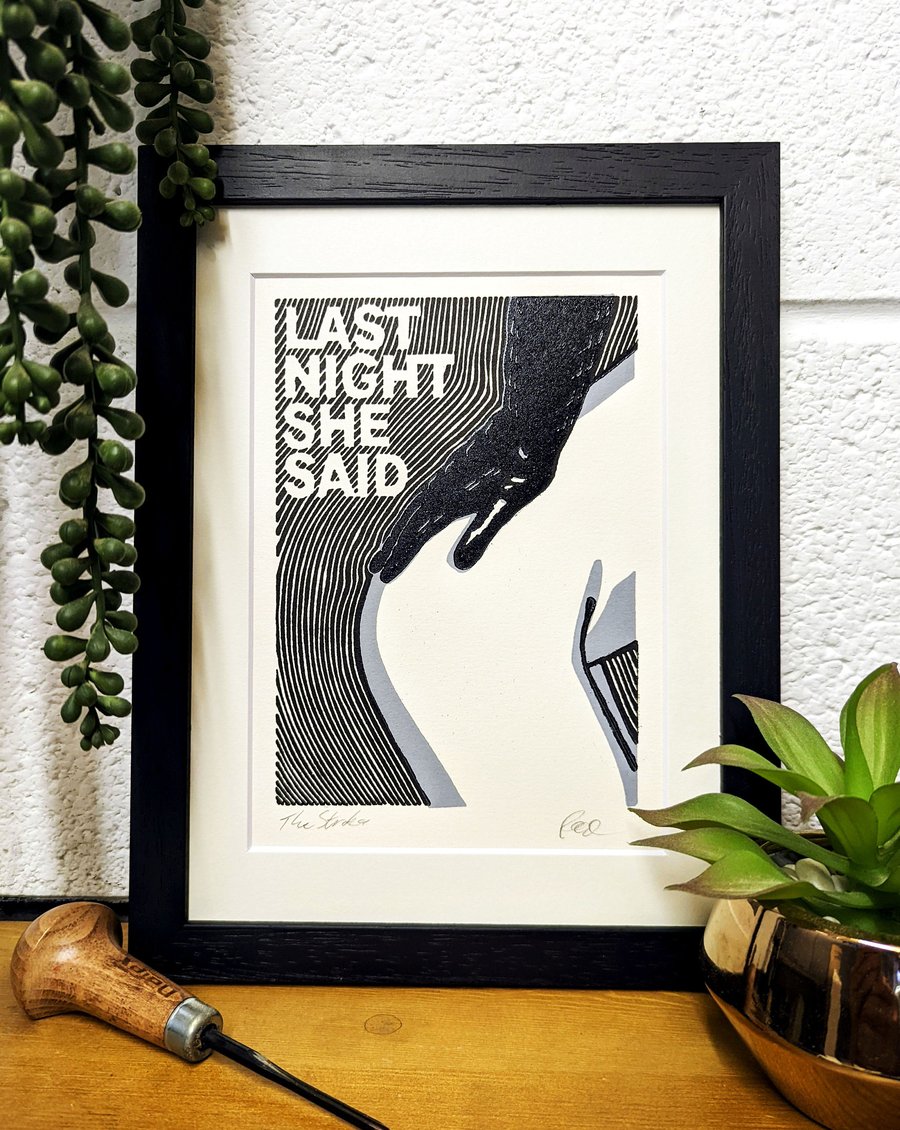The Strokes- Last Night Original Lino Print