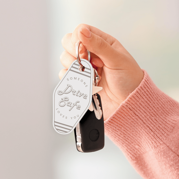Drive Safe Motel Keyring - Travel Gift, Car Accessory, Vintage-Inspired Keychain