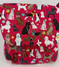 Handmade bright pink dog pattern cotton crossbody bag