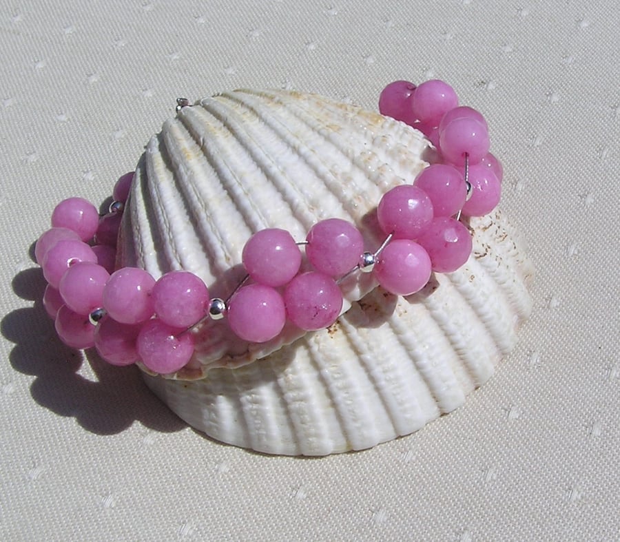Pink Morganite Crystal Gemstone Beaded Bracelet "Serene Rose"
