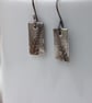 Recycled Silver Fern Leaf Pattern Drop Earrings, Botanical Leaf Earrings - Image 2