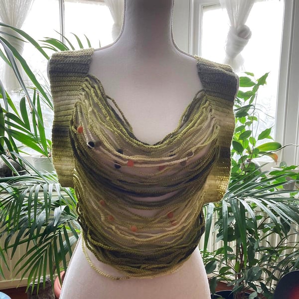 Gradient green color cotton yarn women top stylish ombre Summer beach wear