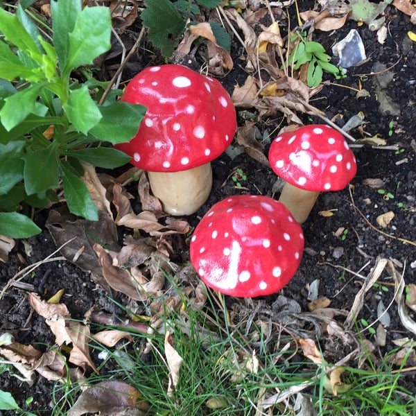 Set of 3 Fairy toadstools for indoor or outdoor use.