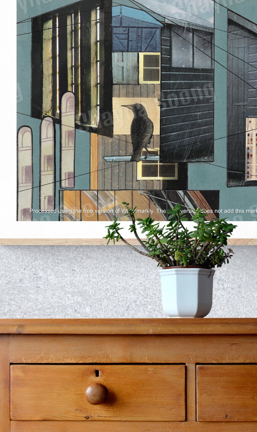 'Corvid' print of handmade collage