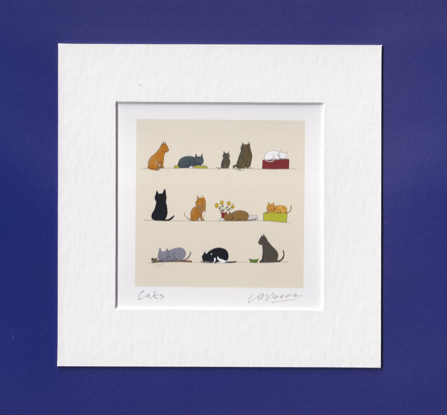 Cats - print from cat illustration featuring lots of cats