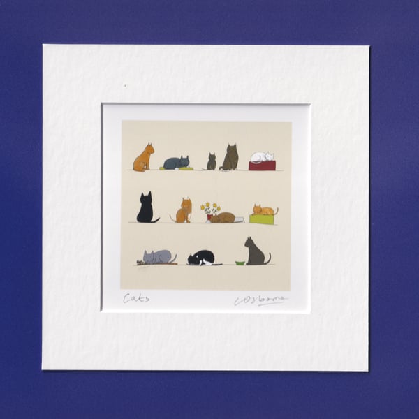 Cats - print from cat illustration featuring lots of cats