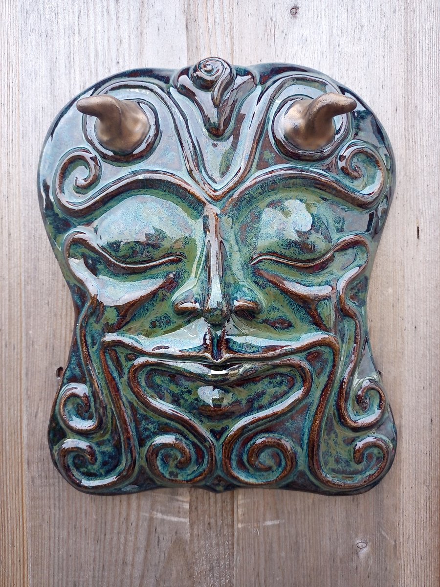 Ceramic Pan. Nature God, wall hanging.